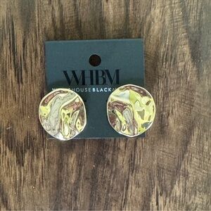 White House Black Market Gold hammered disc stud Earrings